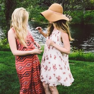 Free People Pleated Floral & Lace Dress